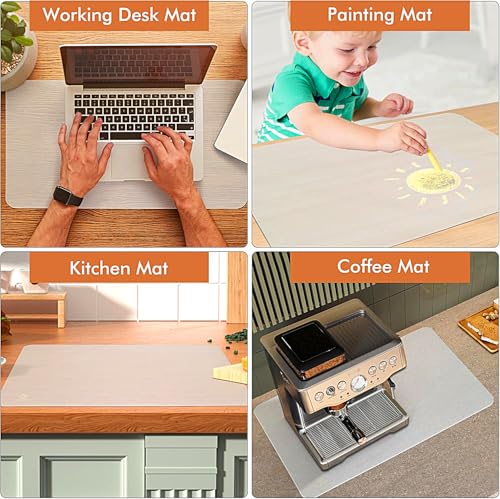 36” x 24”Silicone mat, Large Silicone Heat-Resistant mat, Kitchen countertop Non-Slip mat, Craft Table placemat.(Translucent) - size: 36" x 24" Translucent