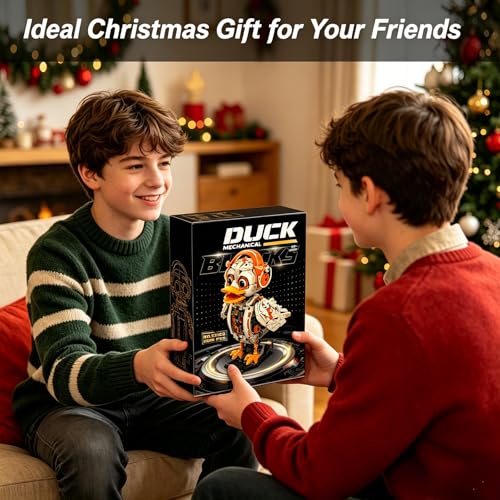 Mechanical Duck Building Blocks Set, STEM Rotating with Moving Wings - color: Duck