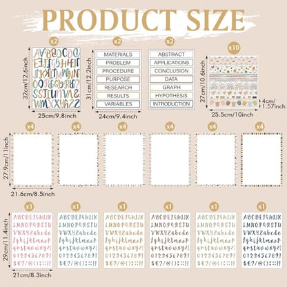 Dispowreath 96 Pcs Science Fair Board Supplies,Boho Style - style: Boho Style