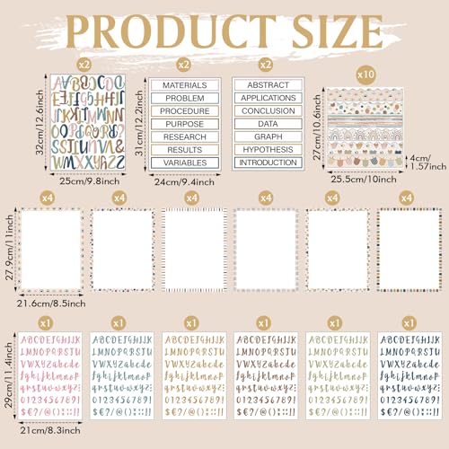 Dispowreath 96 Pcs Science Fair Board Supplies,Boho Style - style: Boho Style