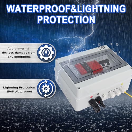600V Solar PV Combiner Box, 1 String DC Disconnect Box with 15A Fuse - color: White-1 inputs and 1 Output