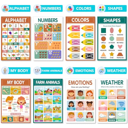 KIDS KING 18 Toddlers Learning Posters - Boho Classic (11"x17") - color: Boho Classic
