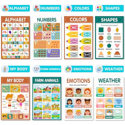 KIDS KING 18 Toddlers Learning Posters - Boho Classic (11"x17") - color: Boho Classic