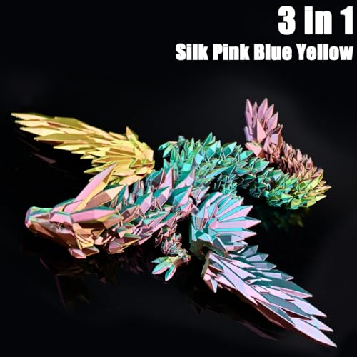 PLA Filament 1.75mm, Silk Rainbow Color PLA Filament, Tri Color 3D Printer Filament Sky Blue Yellow Rose Red, Fit to AMS, 1kg/Spool - color: Tri-color Sky Blue & Pink & Yellow