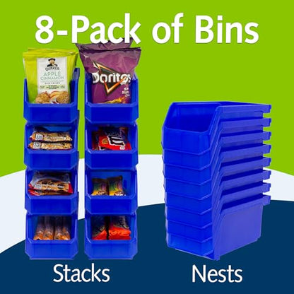 ReadySpace Medium Stackable Plastic Storage Bins, 8-Pack, Blue - color: Blue, size: Medium, 8-Pack
