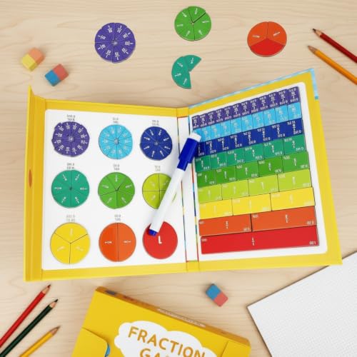 Magnetic Fraction Educational Puzzle Tiles and Circles - color: Yellow