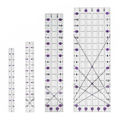 Quilting Rulers Sewing Ruler,Acrylic Quilting Ruler Templates,Precision Cutting Tools for Patchwork Fabric,Sewing Supplies Purple(6"X17",3"X16",1.5"X12",1"X11") - color: Purple