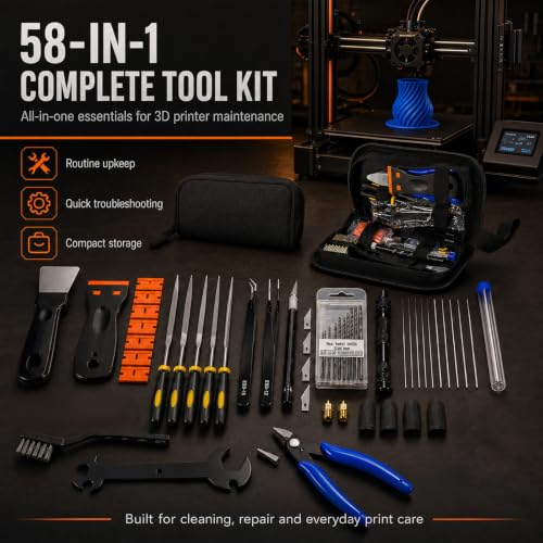 3D Printer Accessories Tool Kit - 58 Pcs Solve 99% Print Failure Cleaning