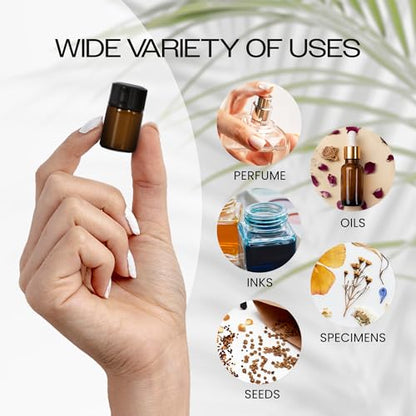 Beauticom 2ML Amber Glass Vial 144 Pieces with Orifice Reducer - color: Amber, size: 144 Bottles