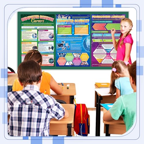Pajean 6 PcsComputer Science Posters Classroom Decorations, 17 x 11 Inch