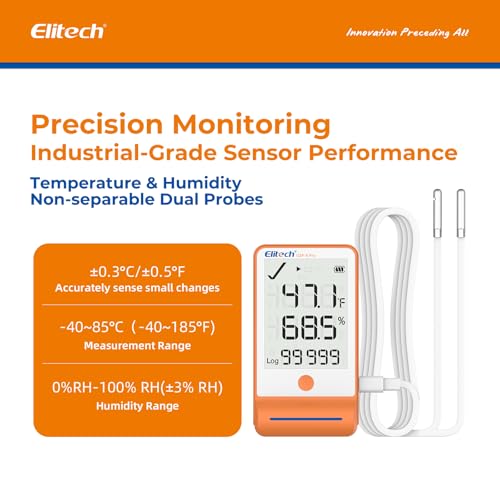 Elitech GSP-6 Dual Probe Bluetooth Temperature Humidity Data Logger - color: Temperature and Humidity Probes, size: GSP-6 Bluetooth Series