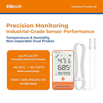 Elitech GSP-6 Dual Probe Bluetooth Temperature Humidity Data Logger - color: Temperature and Humidity Probes, size: GSP-6 Bluetooth Series