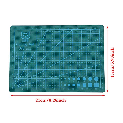 A5 Self Healing Cutting Mat, Professional Non-Slip Cutting Surface with Grid Ruler for Arts and Crafts, 8 by 6 Inches (Green)