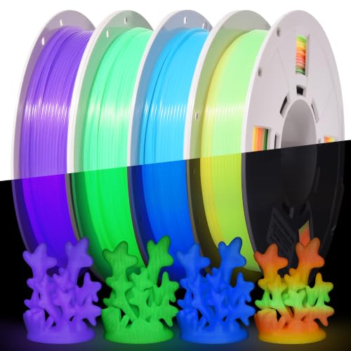 PINBALL Glow in The Dark PLA Filament, 3D Printer Filament Bundle - color: Pla-250g*4-luminous Green+blue+purple+rainbow, size: PLA-250g*4