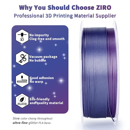 ZIRO Slow Color Gradient 1.75mm PLA, Fit Most 3D Printer, Lilac Sparkle - color: Lilac Sparkle