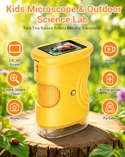 1000X Digital Handheld Microscope for Kids Portable Outdoor Toys & Gifts - color: Orange