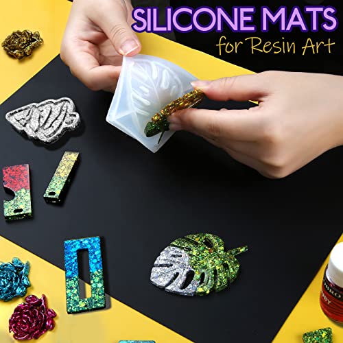 LEOBRO Silicone Mats for Resin Molds, Crafts, Play Dough Mat, Gray & Black - color: Dark Gray & Black, size: 11.7" x 8.3"
