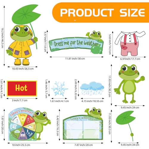 Gilprop 58 Pcs Dress for Weather Bulletin Board Set for Classroom, Frog - style: Frog