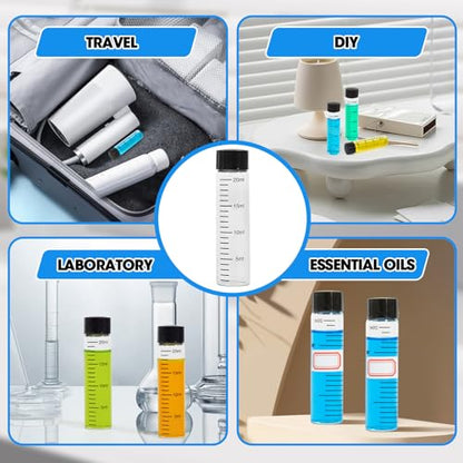 12PCS 20ml Clear Glass Graduated Vials with Screw Caps & Plastic Stoppers - color: CLEAR, size: 20ml