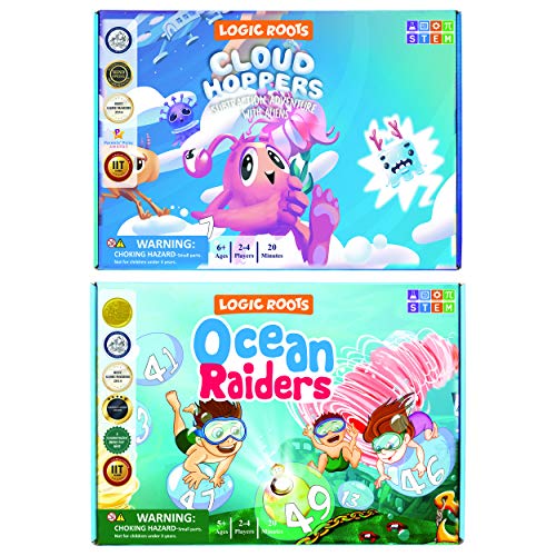 Addition and Subtraction Game - Fun Math Board Game for 6-8 Year Olds, Easy to Play Educational Game for Kids at Home, STEM Toy Gift for Girls & Boys (Ocean Raiders + Cloud Hoppers) - style: Ocean Raiders + Cloud Hoppers