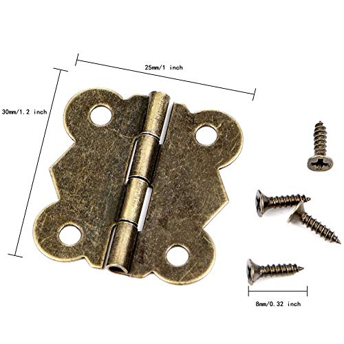 80Pcs 1 Inch Antique Cabinet Hinges Bronze Hardware for Craft Boxes - color: K6_1_80 Pcs