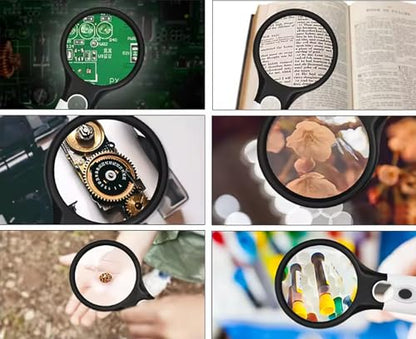 New 45x Handheld Magnifying Glass Reading Lens 3 LED Light Jewelry Loupe