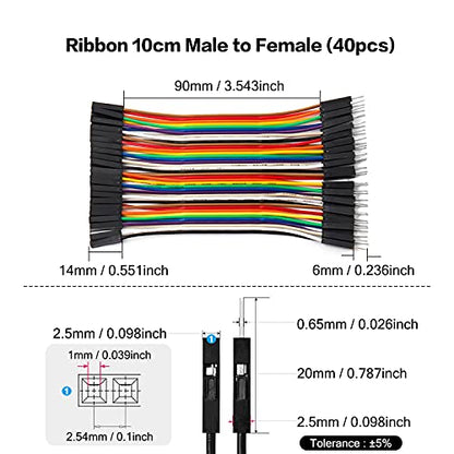 Chanzon 40pcs 10cm Male to Female Ribbon Jumper Wire Dupont Cable Line - color: (2) Male to Female (40pcs), size: 10CM