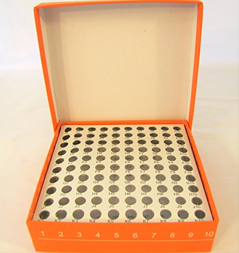 Cardboard Freezer Box with 100-Cell Paper Divider, Hole Diameter 11 mm (7/16"), 1.5/2 mm Tubes