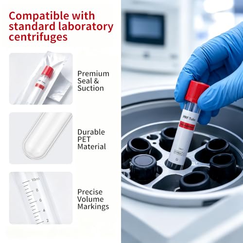 50 Pcs 10mL Plain Plastic Tubes Individually Sealed for Lab Use - style: 50PCS-10ML