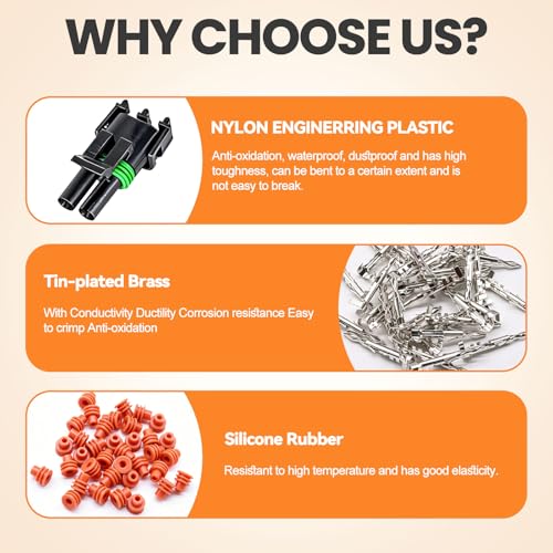 22 Kits 2Pin Waterproof Automotive Electrical Connectors Male&Female Automotive Replacement Electrical Accessories 22-14AWG with Ratchet Crimping Tool - size: 261PCS