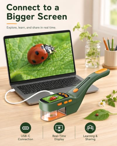 Bug Catcher Kit for Kids, Handheld Microscope for Kids with Screen - color: Green