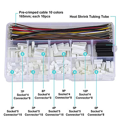 JST Connector Kit 2.0mm Pitch JST-PH 2.0 Female Connector with Premium 22AWG Pre-Crimped Cables,PH 2.0mm Connector 2/3/4/5/6/7/8/9/10 Pin Female Housing (PH-MM-Kit) - size: JST-2.0MM-PH