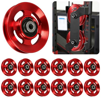12pcs 90mm Aluminum Pulleys Wheel For Cable Machine Home Gym Equipment