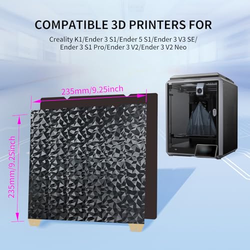 IdeaFormer-3D PEO PEI Magnetic Build Plate For Creality K1/K1 SE/K1C 235x235mm, Diamond PEO Textured PEI Spring Steel Bed Plate for Ender 3 S1/Ender 3 S1 Pro/Ender 5 S1/Ender 3 V3 SE/KE/Ender 3 V2/Neo - color: Textured Gold PEI+Diamond PEO