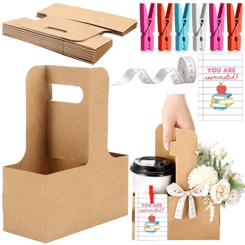 Reallnaive 12 Set Back to School Gifts 2 Cup Drink Carrier,Kraft Paper - style: Kraft Paper