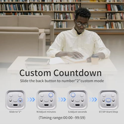 LUCKY TIME Rotating Productivity Timer 5/10/30/60min, Flip Timer, ADHD Tool - color: White