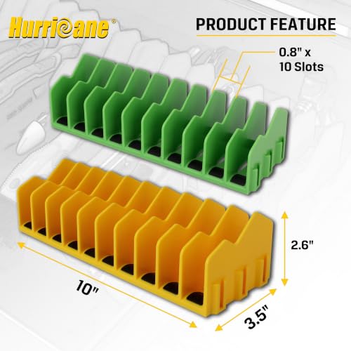 HURRICANE Pliers Organizer Rack, Pliers Cutters Organizer with Non-Slip Rubber Base, Keep Tools Organized in Drawers, 2 Pack, Extendable Design, Fit 3'H Drawers and More，Yellow and Green - color: Yellow & Green