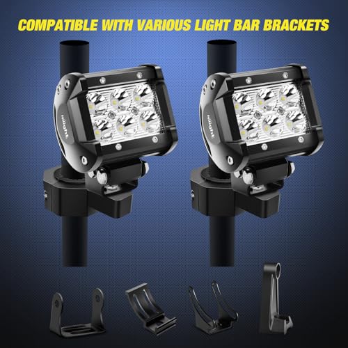 Nilight 4 Pack Off Road LED Light Mount Bracket, Vertical Tube Clamp - size: 4-Pack (Standard)