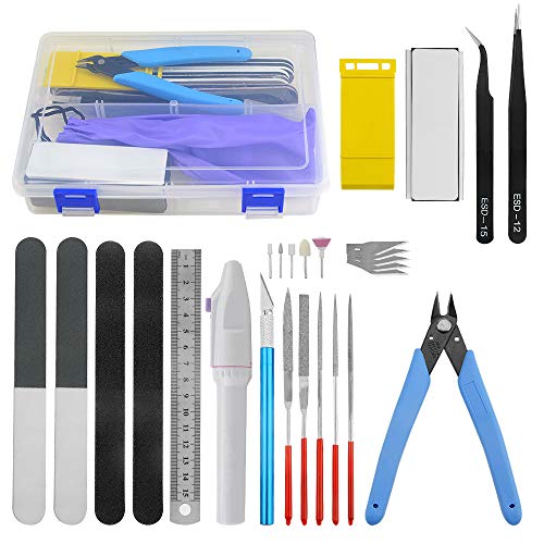 27Pcs Modeler Basic Tools Craft Set for Gundam Model Tools Kit with Plastic Box for Model Assemble Car Hobby Model Building Repairing and Fixing DIY Craft kit