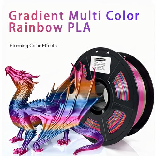 PLA Filament 1.75mm, Fast Color Change Silk Rainbow,1kg Spool - style: PLA Quick Rainbow