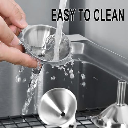 Funnels for Kitchen Bottle Filling, Lmoszuak Mini Stainless Steel Funnels, Multi-use Small Kitchen Funnel Set of 3, for Transferring Liquid, Fluid, Essential Oils, Powder,Tiny Spices,Dishwasher Safe - size: 3pcs mini Funnel set