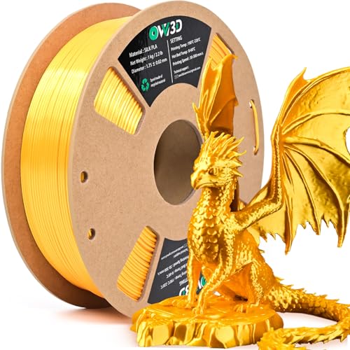 OVV3D Silk PLA Filament 1.75mm, Upgrade Gold PLA Filament 3D Printer Filament, Silk Gold Metal 3D Printing Filament, 3D Filament 1.75 +/- 0.02mm, Silk 1.75 PLA Filament for 3D Printer and 3D Pen, 1kg - color: Silk Metal Gold