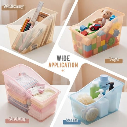 Geetery Plastic Book Bins for Classroom, 24 Pcs, Semitransparent - color: Semitransparent
