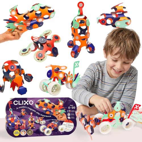 Clixo Mars Station Pack, Glow Space STEM Magnetic Building Toys (48 Pc, 6+) - size: 48 Piece Pack
