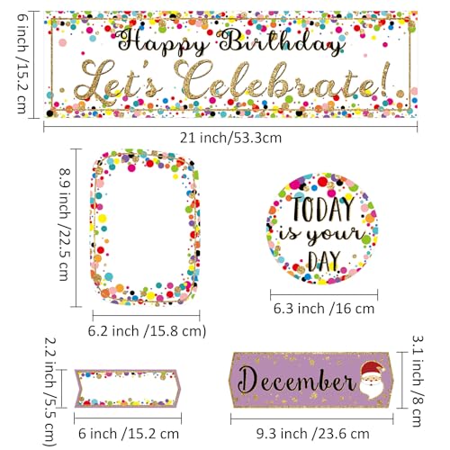 Outus 60 Pcs Happy Birthday Bulletin Board Confetti Classroom, Bright Color - color: Bright Color
