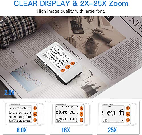 Eyoyo 3.5" Portable Digital Video Magnifier, 2X-25X Zoom Reading Aid White - color: White