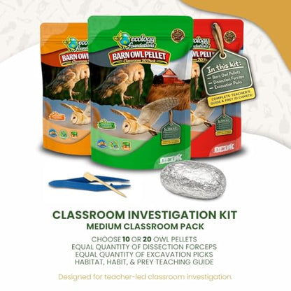 Barn Owl Pellets for Dissection for Classrooms, Medium 10-Pack Kit by OBDK - size: Medium (1.5 to 2.5 inches)
