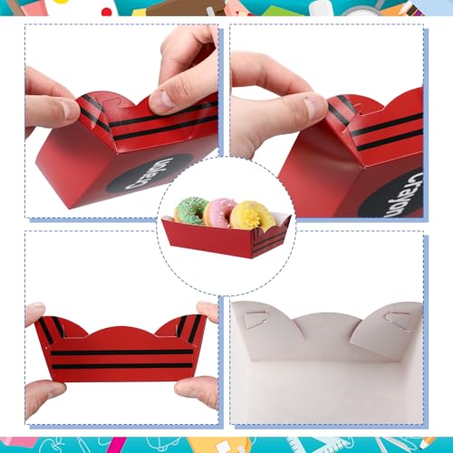 Cunhill 60 Pack Paper Food Trays 1 Lb Disposable Carnival Crayon - size: 1 lb, style: Crayon