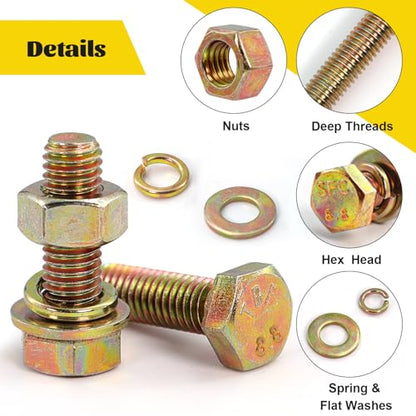 940PCS M4 M5 M6 M8 Metric Hex Bolts Assortment Kit,Lenght 12mm-30mm - size: M4 M5 M6 M8 940pcs