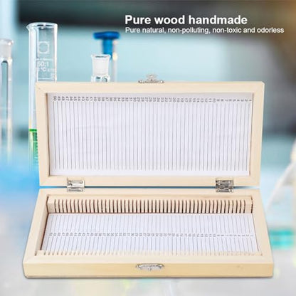 Agatige 50PCS Microscope Slide Box, Large Capacity Slide Storage Box Case Professional Prepared Microscope Slides Microscope Box for Scientific Research Education and Collection